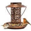 Solar Bird Feeder Lantern Iron Art Hollow Hanging Design for Outdoor Bird Feeding Retro Garden Decor for Lawn Patio Yard