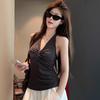 Sexy Hot Girl Ins, Sleeveless V-neck Beautiful Back Twisted Halter Tank Top, Summer Pure Desire, Slim Base Top for Women, Trendy
