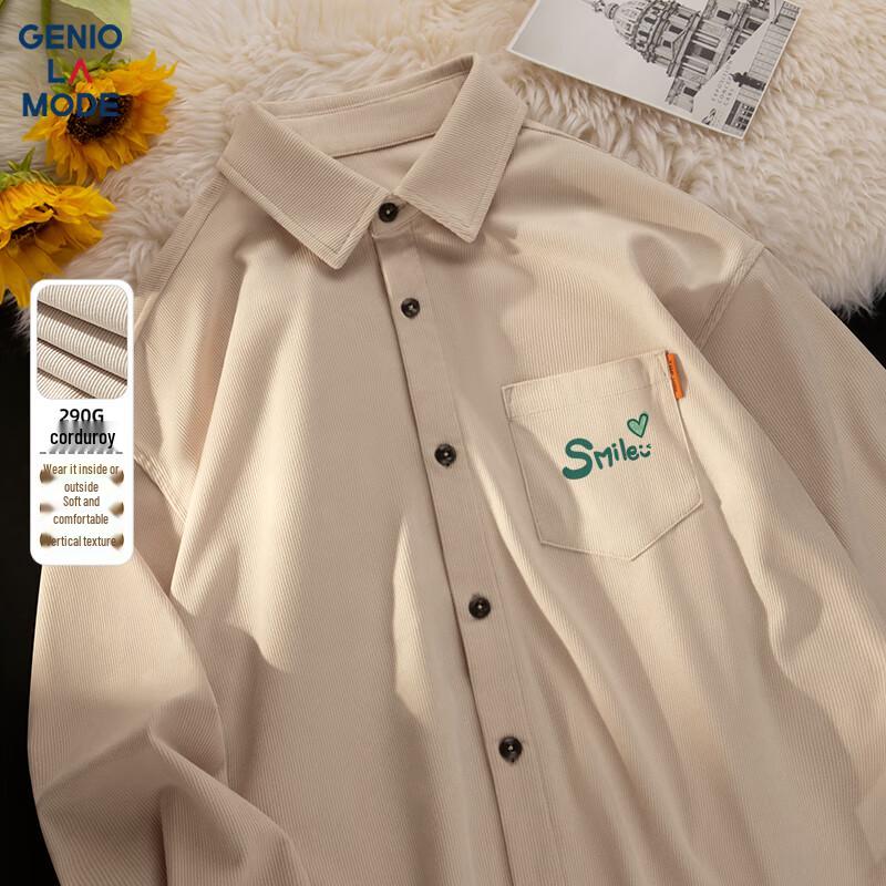 GENIOLAMODE Men's Heavyweight Corduroy Long-Sleeve Shirt