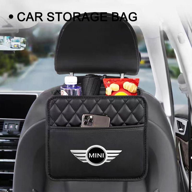 Car Tissue Box PU Leather Auto Seat Hanging Paper Towel Holder Storage Accessories For MINI F54 F55 F56 R56 R60 SONE Roadster Clubman Coupe
