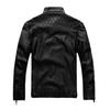 Men's Retro Motorcycle Leather Jacket Stand Collar Slim Fashion Plush Leather Jacket