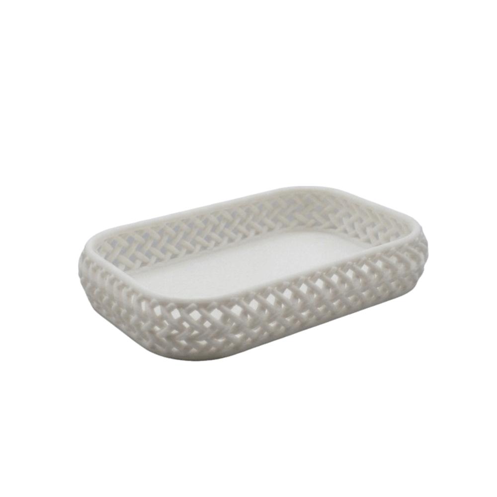 Simple Desk Storage Tray Imitation Rattan Jewelry Storage Box Woven Storage Tray Bedroom белый