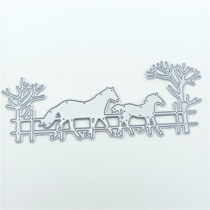 Horse and Tree Metal Cutting Dies Stencils for DIY Scrapbooking/photo Album Decor Embossing Paper Cards Making Craft