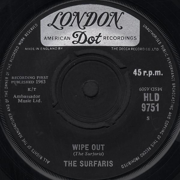 

7inch Record SURFARIS - Wipe Out HLD9751 London Records, 1963 UK Rock Used