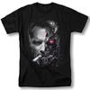 Black Short Sleeved Round Neck T Shirt "Terminator" Movie T Shirt Arnold Schwarzenegger Iconic Face Cyberpunk T-800 Design
