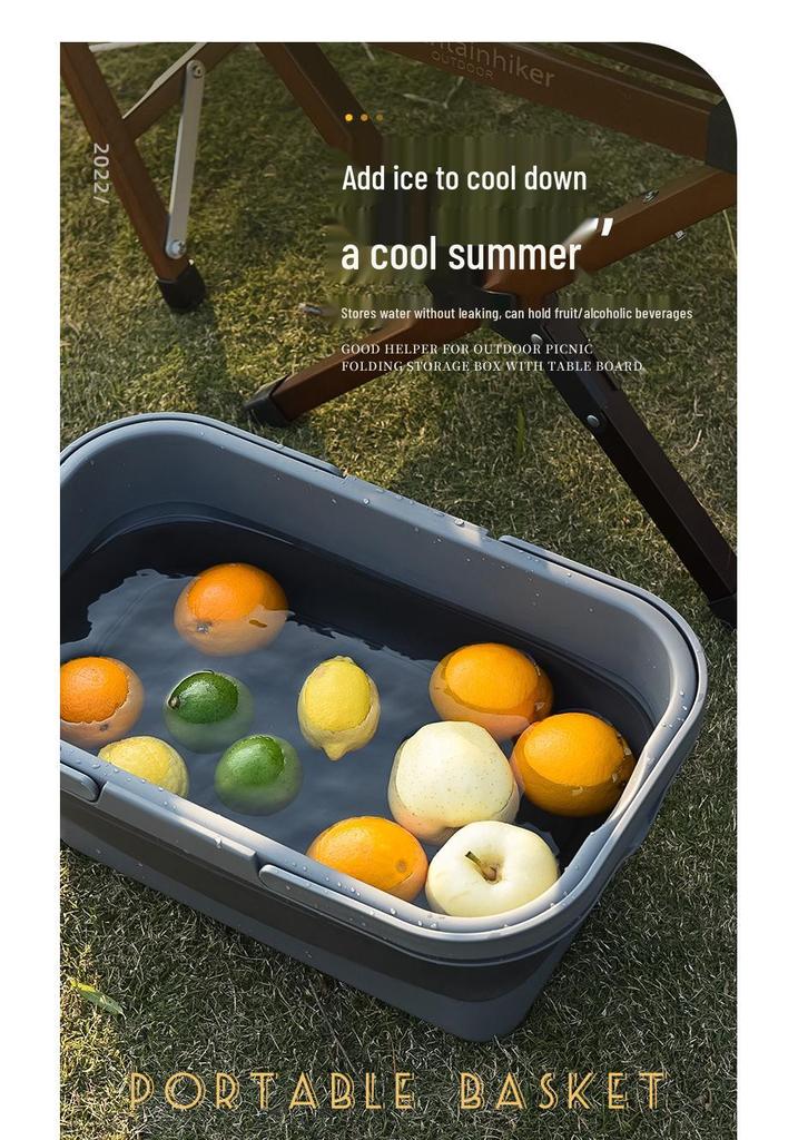 Portable Folding Picnic Basket with Large Capacity for Outdoor Camping and Car Trunk Storage
