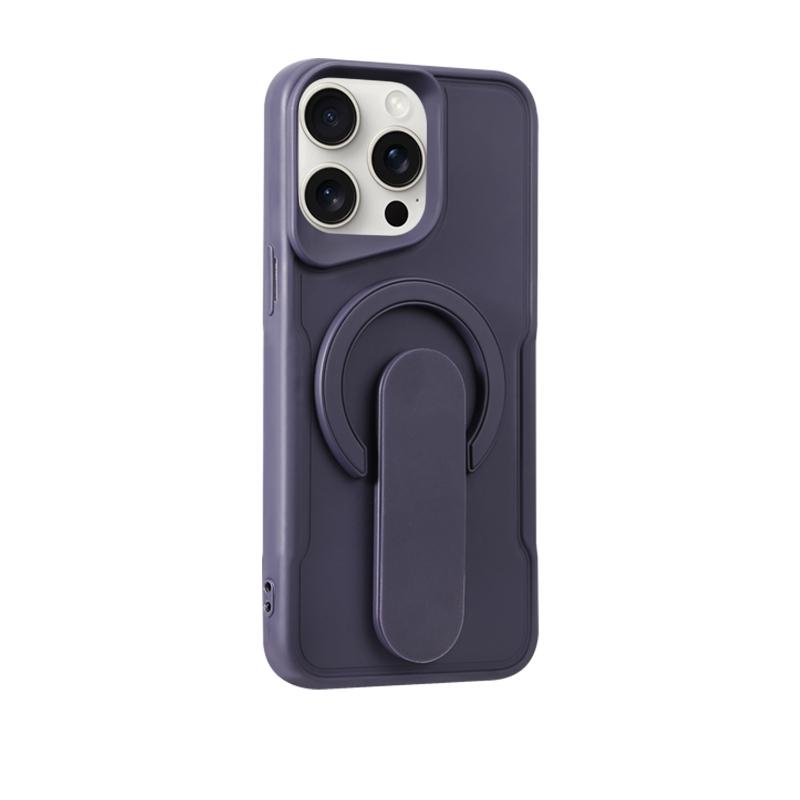 For Magsafe Magnetic Push Pull Holder Ring Luxury Solid Color Phone Case For iPhone 16 Pro Max 14 11 12 13 15 Pro Max Back Cover