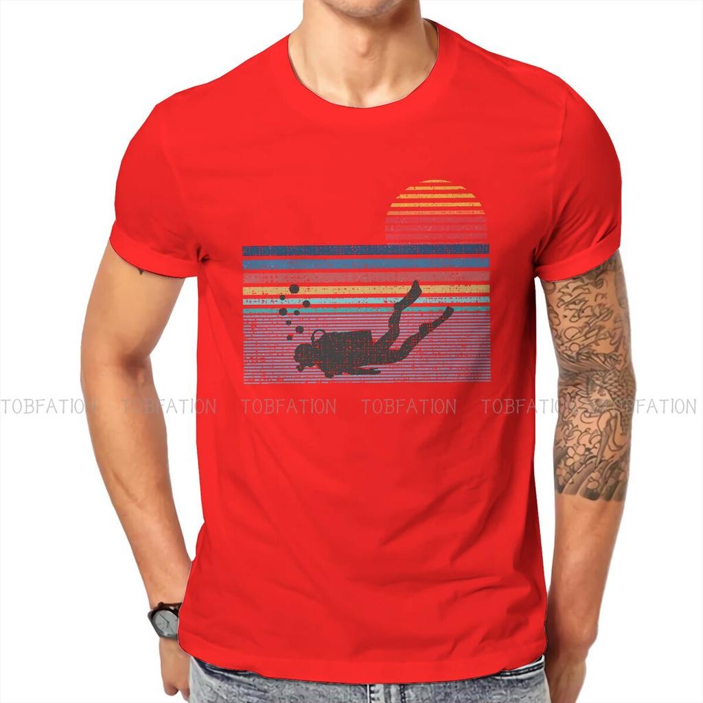 Vintage Retro Newest Tshirts Dive Scuba Diving Men Harajuku Fabric Tops T Shirt Round Neck Oversized