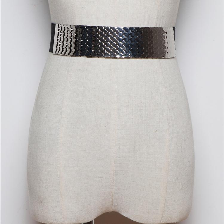 Fashion Waist Seal Wide Belt Practical Metal Fish Scale Fashion Decorative Dress Hot Sell All The Coat Elastic Belt