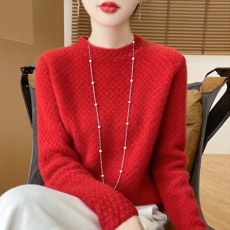 Women's Cashmere Sweater Qinghe Cashmere 30% Cashmere 70% Wool Autumn and Winter Pullover Warm and Fashionable