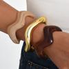 3Pcs/ Set Gold Wavy Cuff Bangles Resin Exaggerated Bracelets Fashion Jewelry Wide Open Bangle Girls