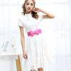 Women's Chiffon Dress with Elastic Belt and Big Bow - Fashionable and Sweet One-Piece