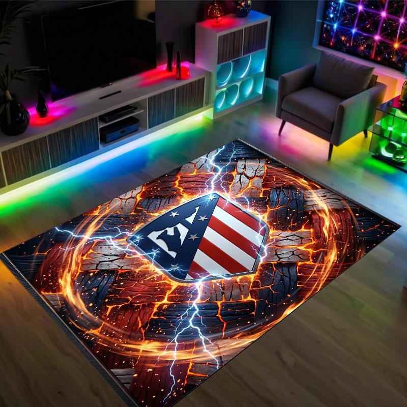 Atletico Madrid Design Crystal Velvet Carpet Cozy Non?Slip Printed Rug For Bedroom Living Room Entrance
