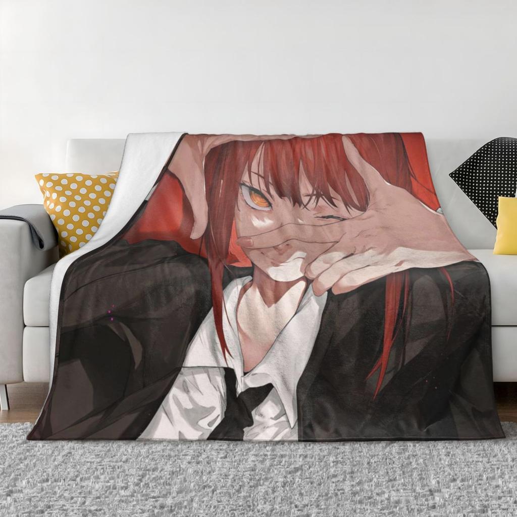 Makima Blankets Soft Warm Flannel Throw Blanket Bedding for Bed Living Room Picnic Travel Home Sofa