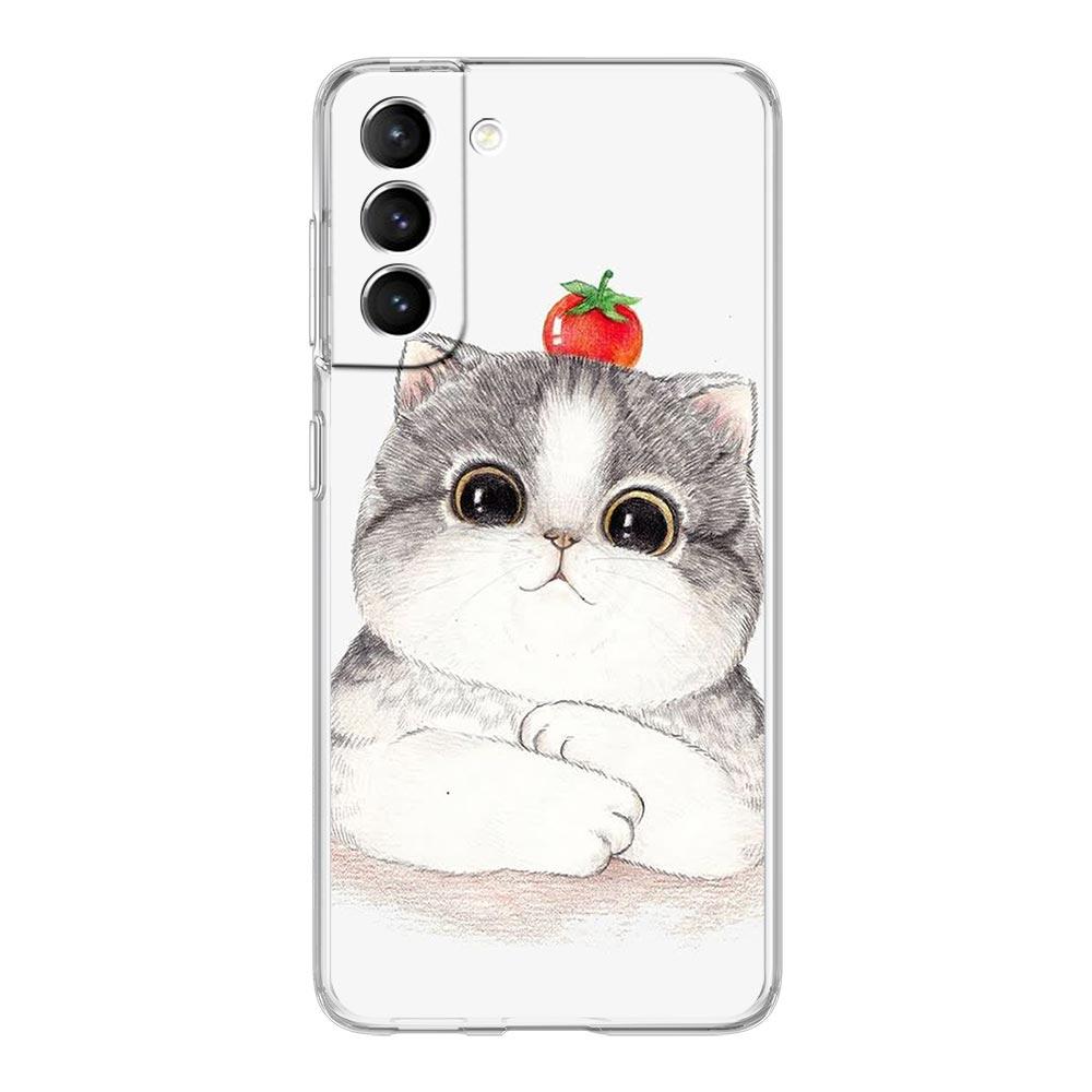 Cat Cute Kitten Cartoon Clear Silicone Phone Case For Samsung Galaxy S23 S22 5G S20 Ultra S21 FE 5G S10E S9 S8 S10 Plus Cover