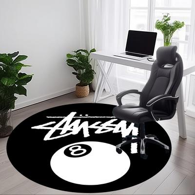 1 peça Tapete Redondo Stussy Ball para Escritório, Sob Cadeiras de Escritório Quarto Sala de Estar Decoração de Casa a0926122