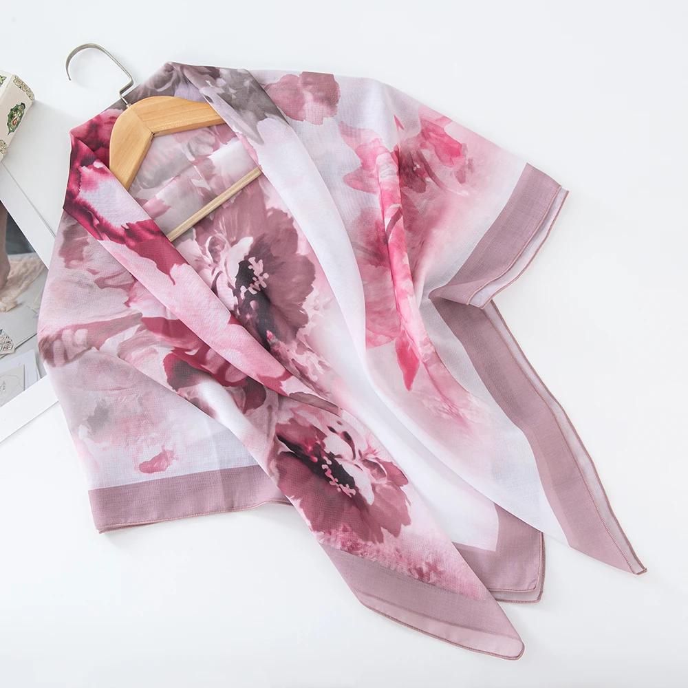 73Colors Malaysia Tudung Bawal Flower Print Hijab New Design Headscarf Premium Cotton Voile Soft Fashion Muslim Square Scarf