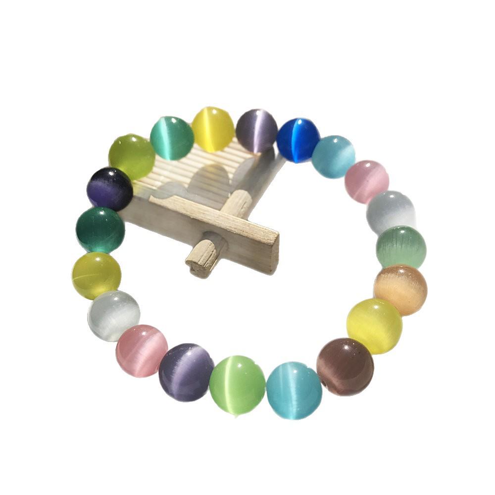 10MM Multicolor Cat's Eye Beaded Bracelet - Exquisite Chinese Ancient Style Crystal Design
