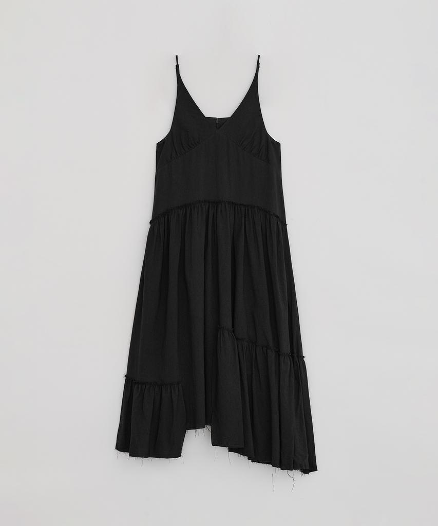 Loutaideu Sleeveless Shirring Dress [Black]
