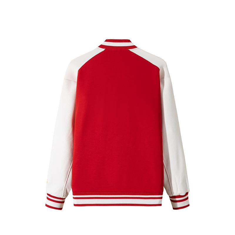 Anta Comfortable Versatile Letter Print Baseball Jacket Men Jackets Deep-Red Ivory-White 152518701S-1