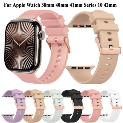 Silicone Sport Strap Band Bracelet for Apple Watch Series 10 42mm 9 8 7 41mm 6 5 4 40mm SE 38mm Wristbands Watchband Accessories