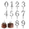Number Candle Holder Set Reusable Silver Digital Birthday Cake Candle Holder 0-9 Numbered Cake Topper Decoration for Birthday Anniversaries