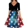 Women Vintage Dress with Scalloped Neckline Half Sleeve Star Print High Waist Tie Back Retro Style