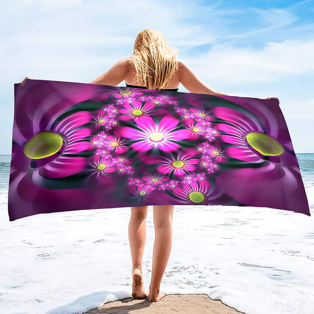 Bath Towel Boho Style Flower,Oversized Sand Proof Blanket Swimming Floral Flowers Bath Pool Towel for Travel Camping Yoga Sport