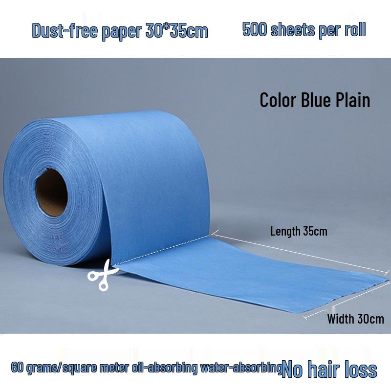 Industrial Dust-Free Oil-Absorbent Wiping Paper - Large Roll, Blue & White Non-Woven Fabric