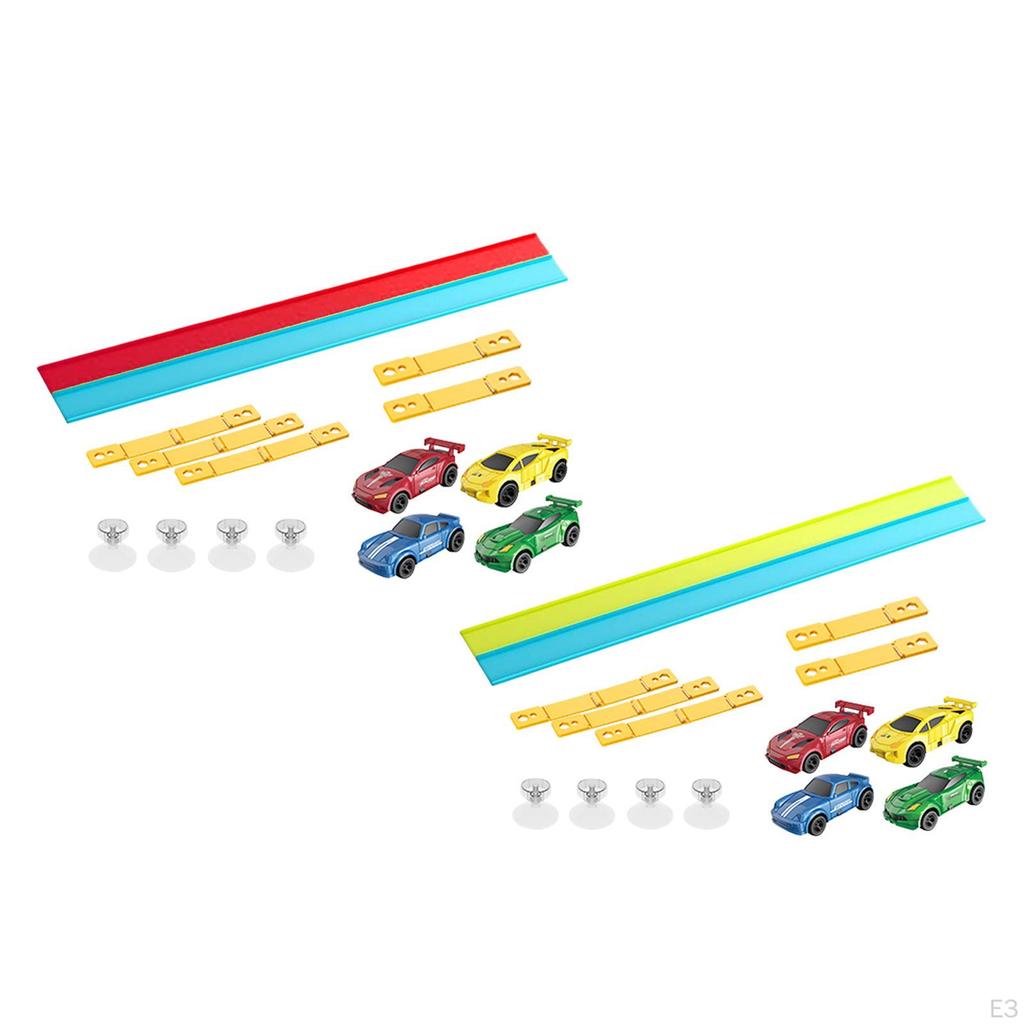 Flex Track for Age 3 4 5 6 7 Years Old with Suction Cups Car Race Sets Red and blue