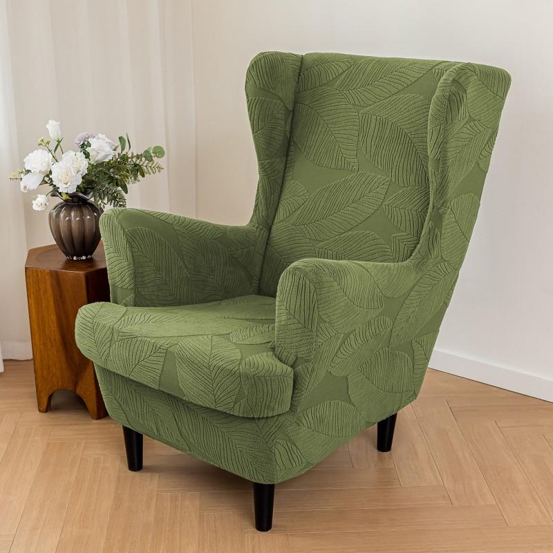 

1 Комплект Жаккардовых Чехлов на Кресло с Ушками Эластичный Одноместный Чехол на Диван с Высокой Спинкой Полностью Закрывающийся с Чехлом на Подушку Сиденья для Гостиной