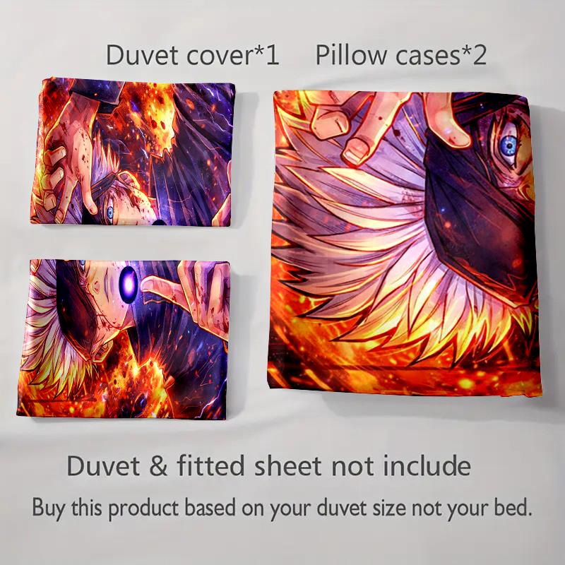 Anime-inspired Fiery Design Bedding Duvet Cover Sets Duvet Covers Pillowcases Gifts (1 * Duvet Cover 2 * Pillowcases, Without Duvet Insert)