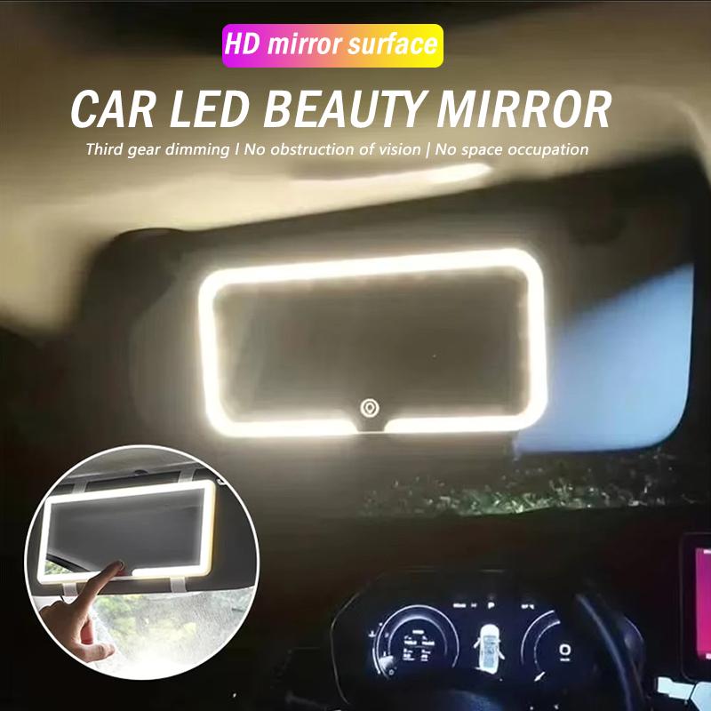 Auto Mirror Sun Visor Makeup Mirror LED Touch Screen Three Light Modes Adjustable Rechargeable Car Interior Rear Vanity Mirror