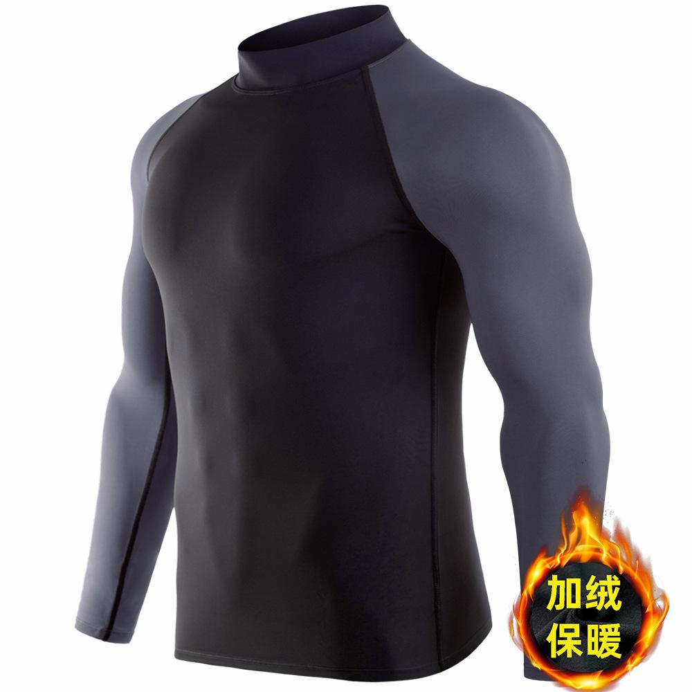 Men's Sports Running T Shirt+ Pants Fleece Thermal Quick Drying Clothes Winter Warm Long Sleeve Tops & Trousers for Running Fitness Training