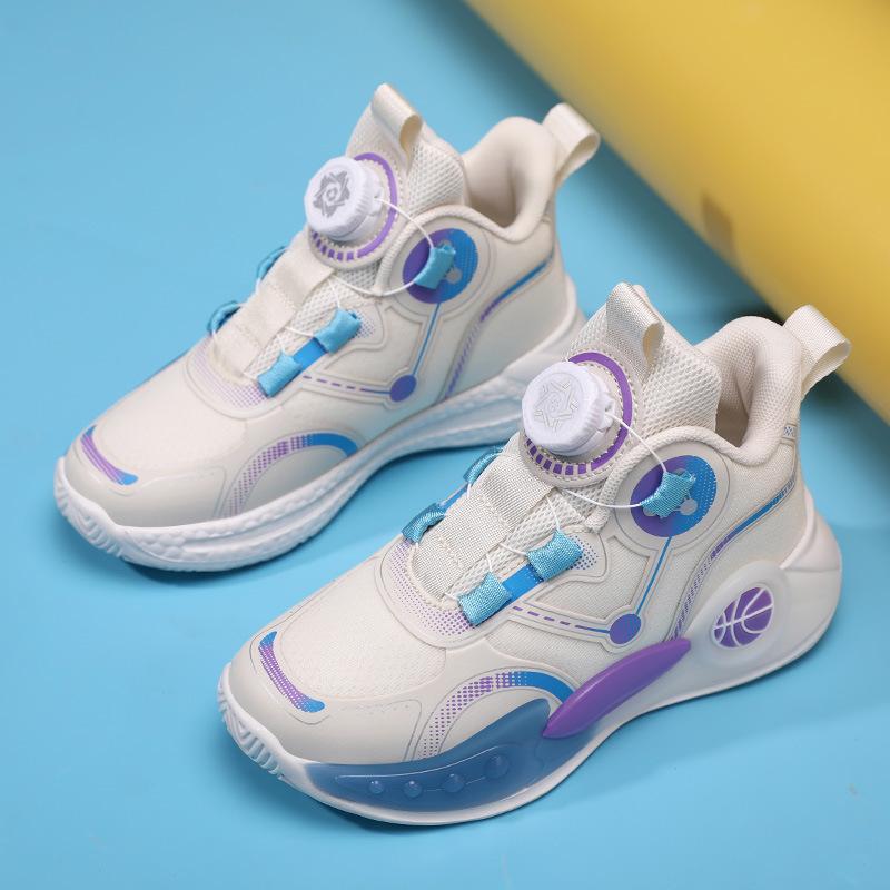

Boys basketball shoes, teenagers rotating buttons, middle-aged and older children s training shoes, children s non-slip and wear-resistant sports 40