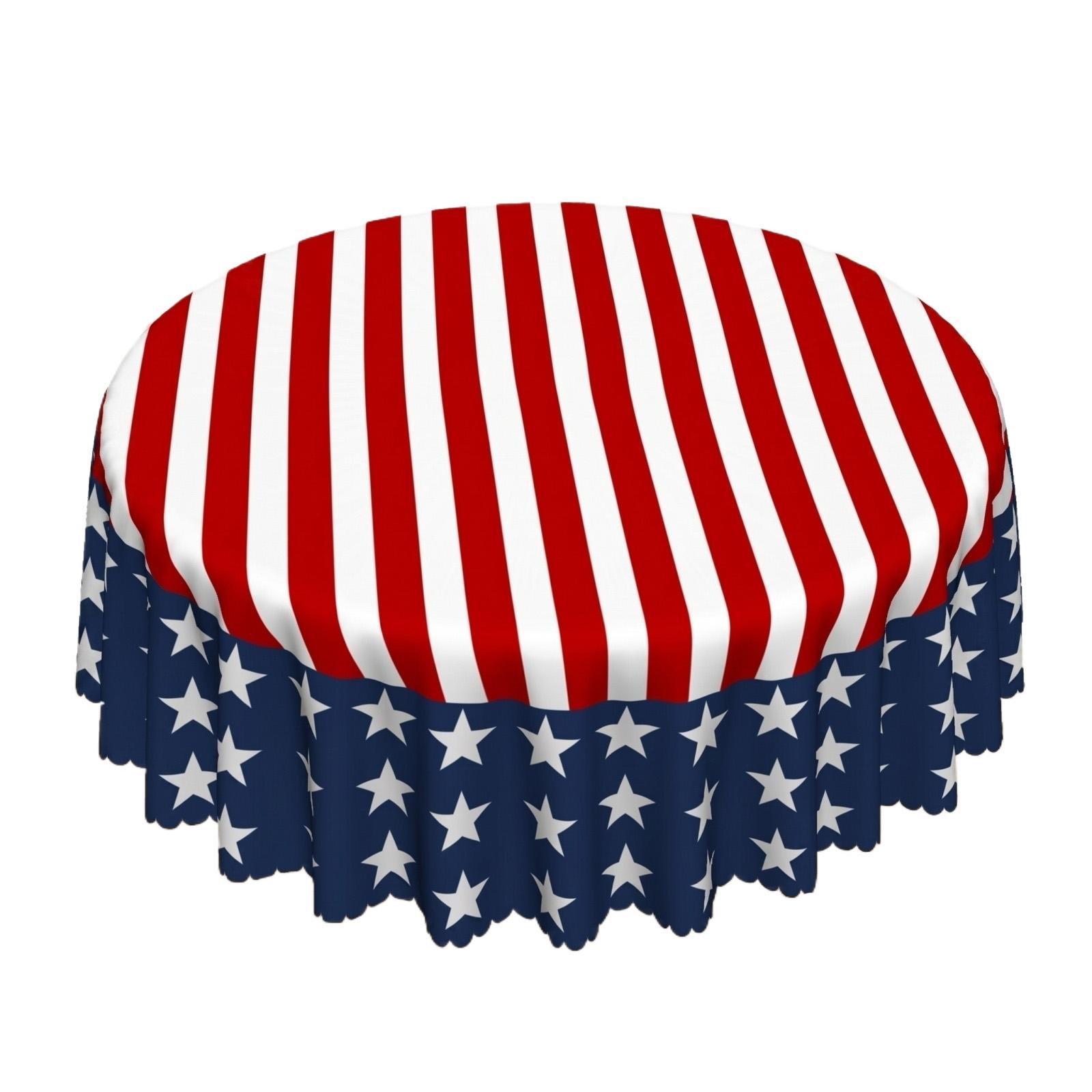 0th Anniversary Table Flag Independence Day Dining Table Festive Decorative Tablecloth One Size