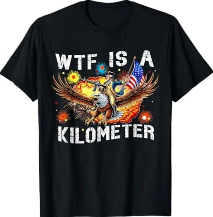 Ретро WTF Что Такое Километр Смешная Патриотическая Американская Футболка Свободы XL