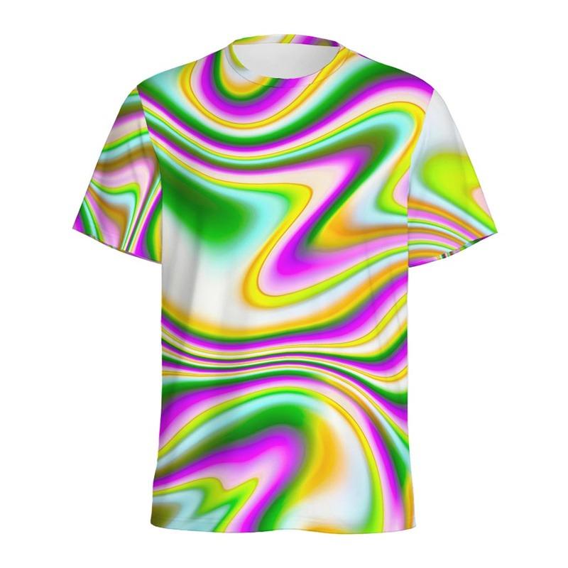Abstract Colorful Liquid Trippy Pattern T Shirt For Men Summer Casual Round Neck Short Sleeve Tees Women Tops 3d Printed T-Shirt