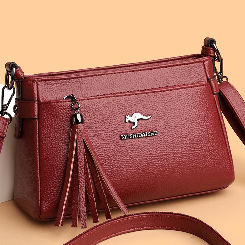 Soft Leather Women's Small Square Bag Shoulder Bag Middle-Aged Mother's Bag Commuter Crossbody Bag