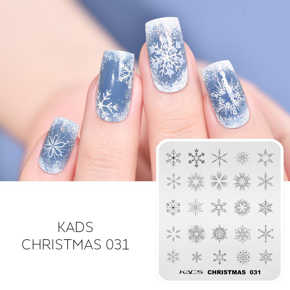 kads Nail Art Stamping Platte Weihnachten Schnee Blume Bild Stamper Vorlage Nagel Schablone Werkzeug