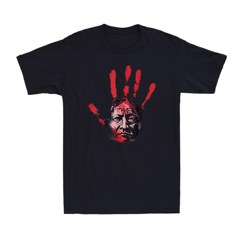 

Native American Indigenous Pride Red Hand Indian Blood Vintage Unisex T-Shirt L