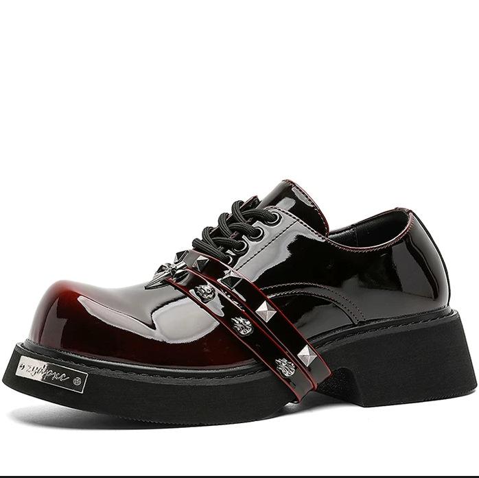 Cowhide niche personality design platform big head shoes for men and women with the same British style small leather shoes Japanese retro derby shoes