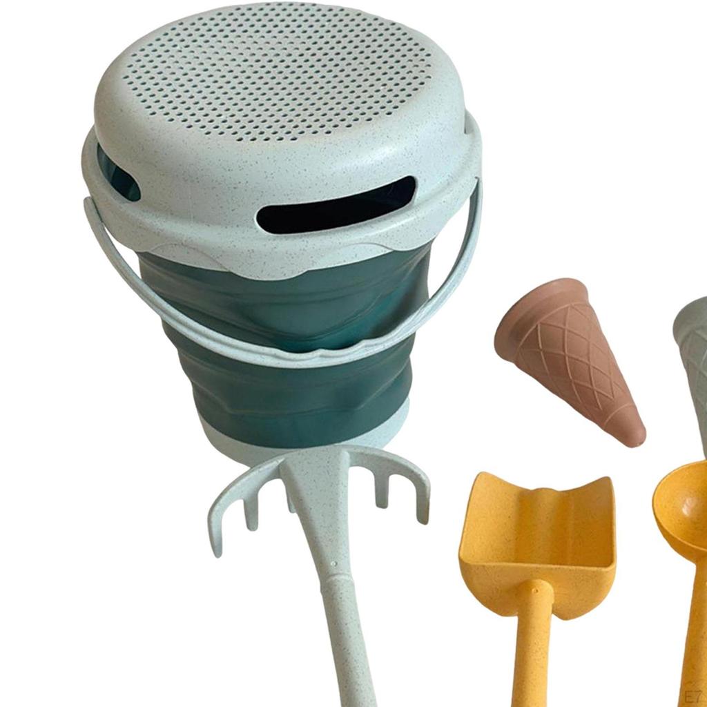 Kids Beach Toys Playset Portable Summer Outing Sandbox Toy Foldable Bucket for Children Boys