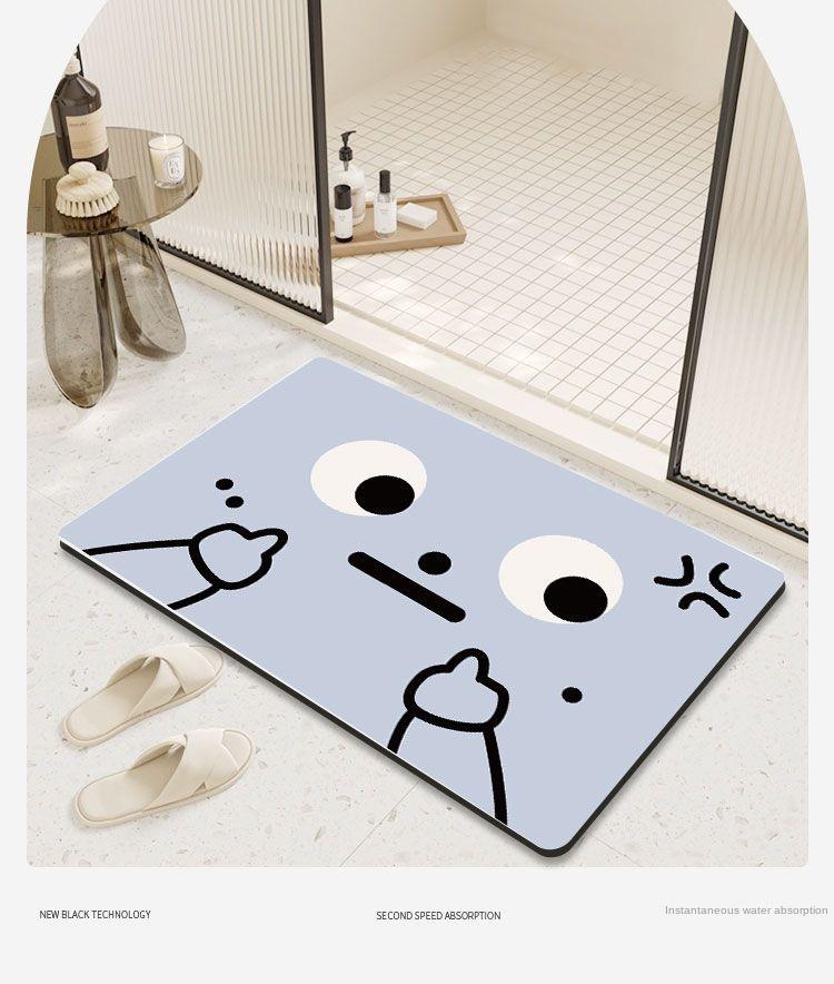 Funny Cartoon Expression Bathroom Floor Mat Diatom Mud Absorbent Floor Mat Creative Color Home Bathroom Door Cushion