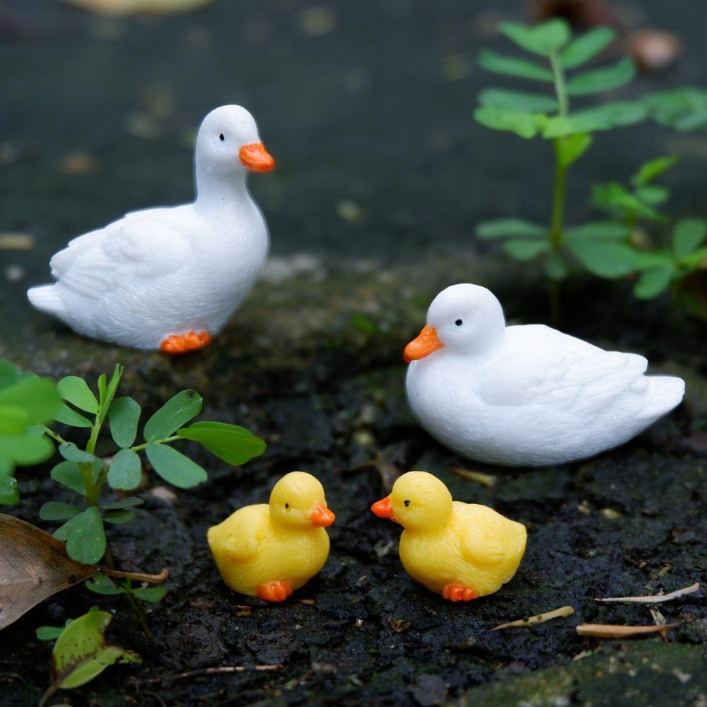 White Duck Family Resin Ornament for Bonsai Garden Aquarium Fish Tank Mini Landscape Decor Craft Home Decoration Accessories