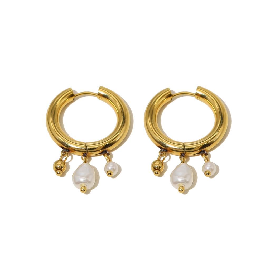 Baroque Ear Buckle Women'S Titanium Steel Gold-Plated Non-Fading High-Quality Wind Fashion Stainless Steel Earrings