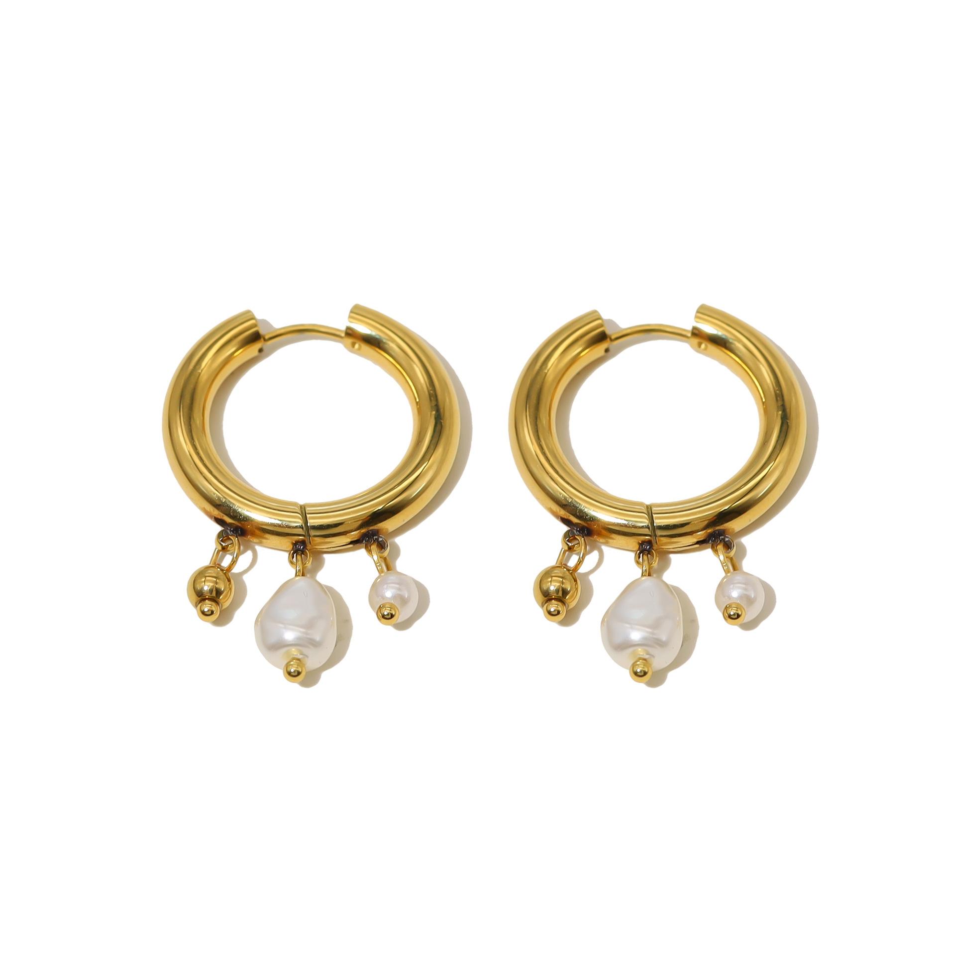 

Женские серьги-пряжки в стиле барокко из титановой стали с позолотой, не выцветающие, высококачественные, модные, из нержавеющей стали