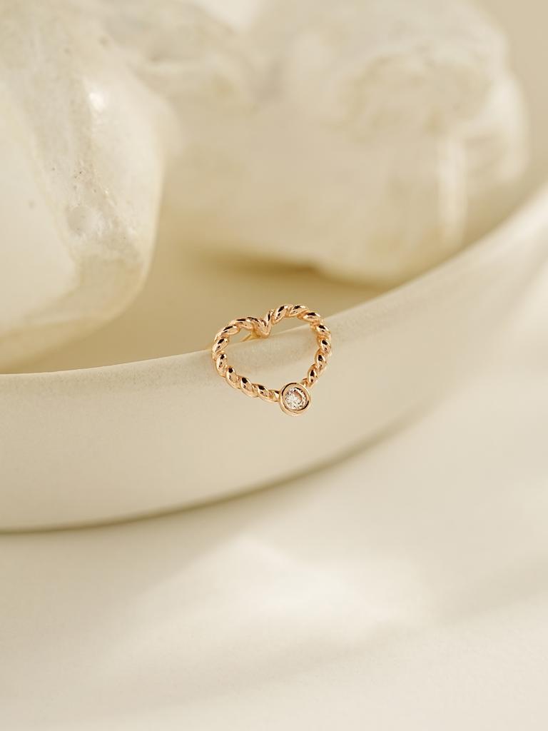 Minimalpiercing 14K Cubic Pretzel Heart Piercing Earrings