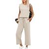 2025 Women's Loose Sleeveless Two-Piece Set: Round Neck Vest Top & Pants