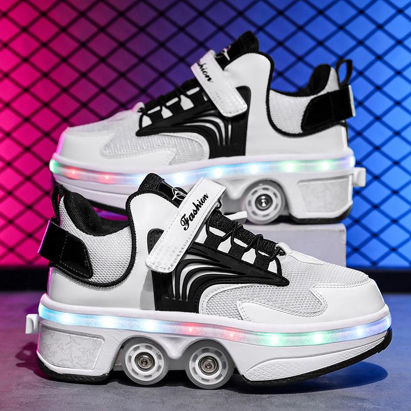 Παραμορφωμένα Παπούτσια 6-15 Ετών Παραμορφωμένα Πατίνια Ρόλερ με Τέσσερις Τροχούς Μπορούν να Περπατήσουν και να Κάνουν Πατίνια Πατίνια Κορίτσια Παπούτσια Απόδρασης